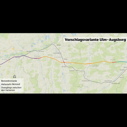 Orangefarbene Trasse: Bahnstrecke Augsburg-Ulm künftig vor allem entlang der A8