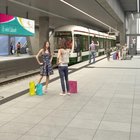 Licht am Ende des Tunnels: Am Augsburger Hauptbahnhof werden Tramgleise verlegt