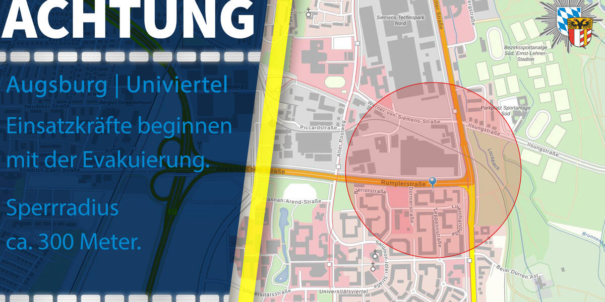 Bombenfund in Augsburg: Jetzt wird evakuiert