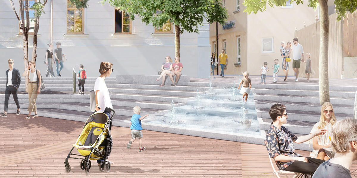 Bauernmarkt für 24 Stunden geschlossen: Platte für neue Brunnenanlage auf dem Stadtmarkt wird eingebaut