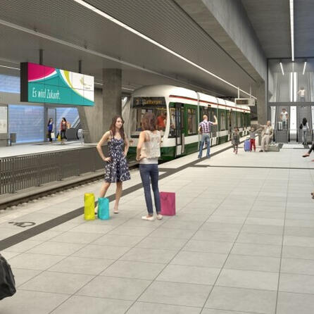 Erstmals Straßenbahn unter dem Augsburger Hauptbahnhof unterwegs