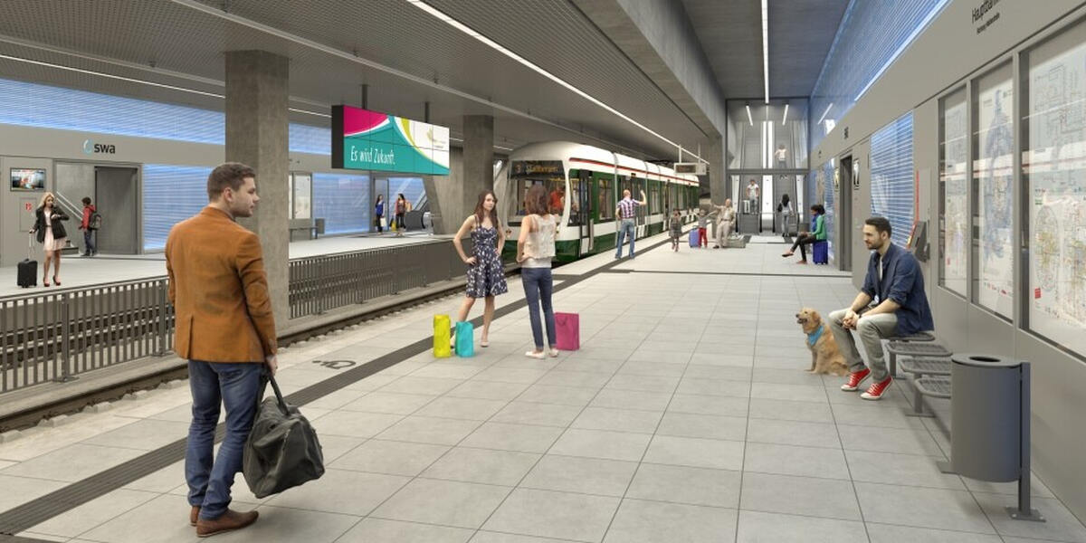 Erstmals Straßenbahn unter dem Augsburger Hauptbahnhof unterwegs